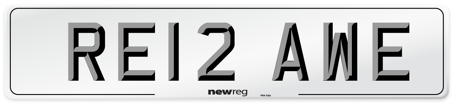RE12 AWE Number Plate from New Reg
